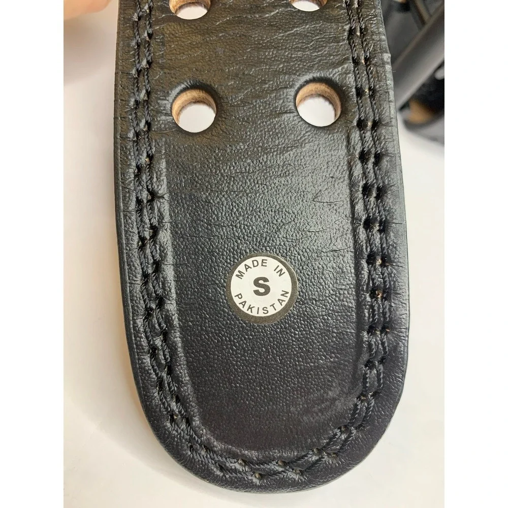 Gymreapers 7mm Leather‎ Weightlifting Belt Black Dual Prong Buckle Small w/Case
